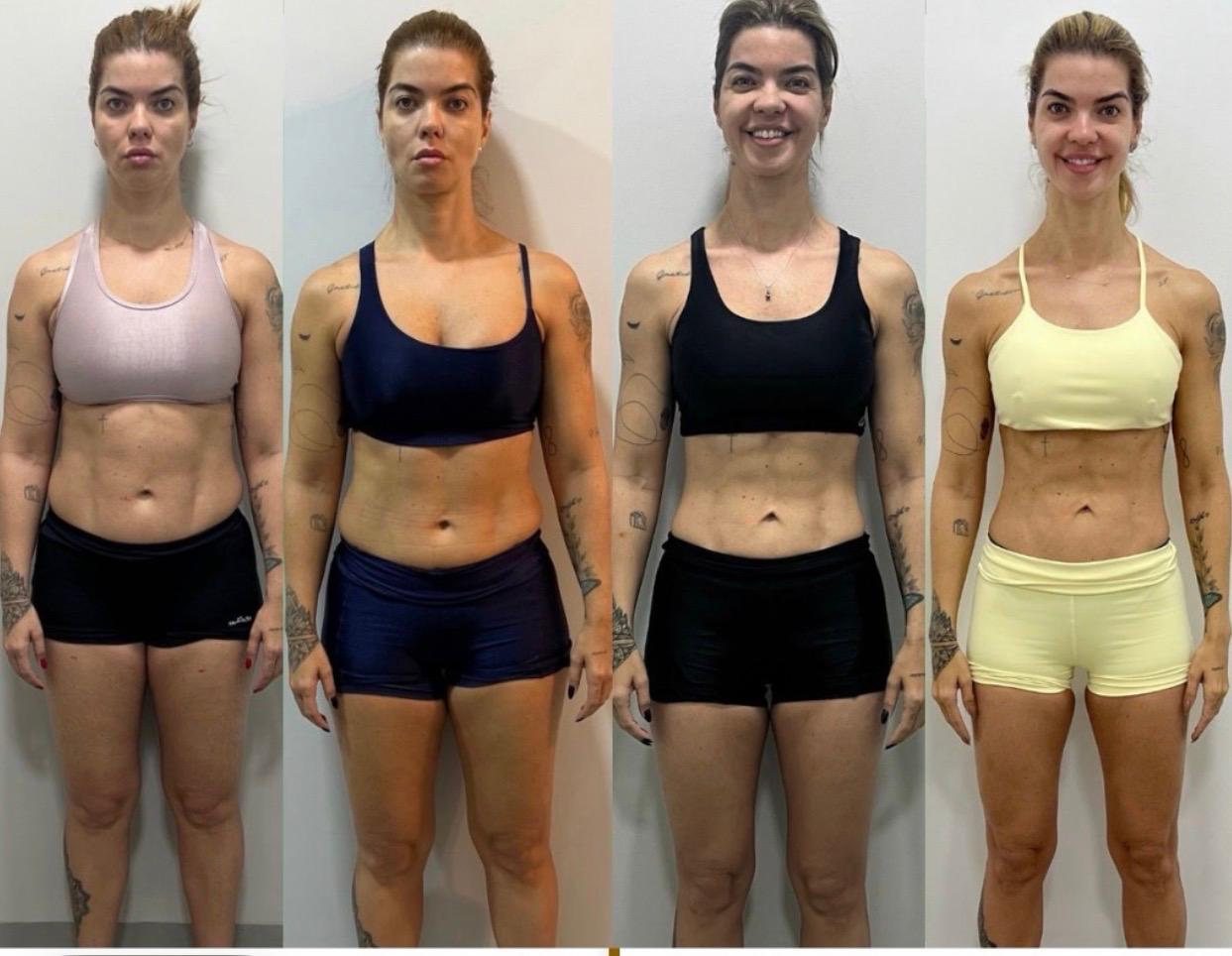 Sequência de evolução corporal frontal de uma aluna